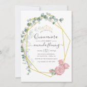 Eucalyptus Roos Geometric Quinceañera Kaart (Voorkant)