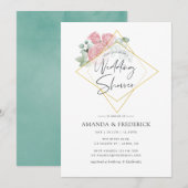 Eucalyptus Roos Geometric Wedding Shower Kaart (Voorkant / Achterkant)