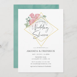 Eucalyptus Roos Geometric Wedding Shower Kaart