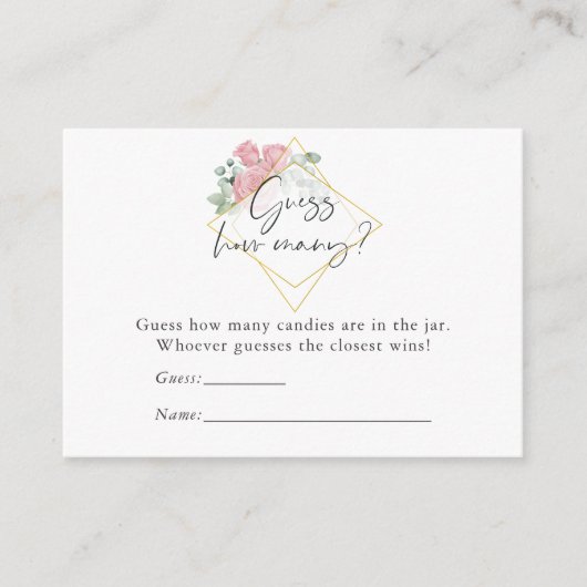 Eucalyptus Roos Geometrisch Baby shower Snoep Informatiekaartje (Voorkant)