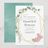 Eucalyptus Roos Geometrische bruidsmeisjes Luncheo Kaart (Voorkant / Achterkant)