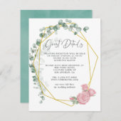 Eucalyptus Roos Geometrische bruiloft Gast Details Informatiekaartje (Voorkant / Achterkant)