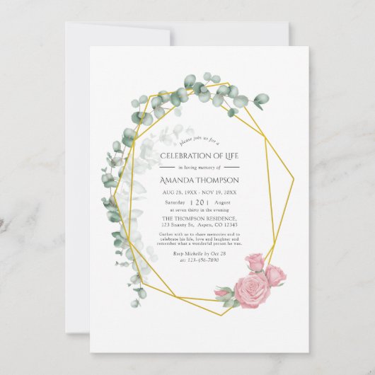Eucalyptus Roos Geometrische viering van het leven Kaart (Voorkant)