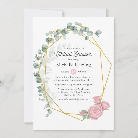 Eucalyptus Roos geometrische virtuele douche Kaart (Voorkant)