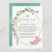 Eucalyptus Roos Geometrische Virtuele Trouwgasten Aankondiging (Voorkant / Achterkant)