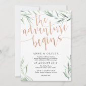 Eucalyptus Roos Gold bruiloft uitnodiging (Voorkant)