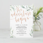 Eucalyptus Roos Gold bruiloft uitnodiging (Staand voorkant)