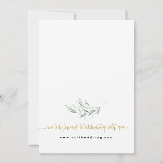 Eucalyptus Roos Gold bruiloft uitnodiging (Achterkant)