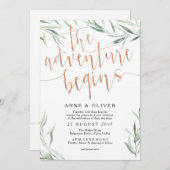 Eucalyptus Roos Gold bruiloft uitnodiging (Voorkant / Achterkant)