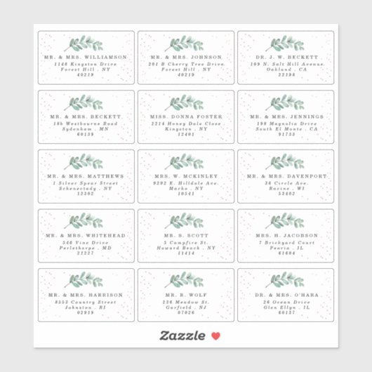 Eucalyptus Roos Gold Foil Weduwsadres Sticker (Vel)