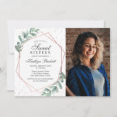 Eucalyptus Roos Gold Geometric Sweet Sixteen Kaart (Voorkant)