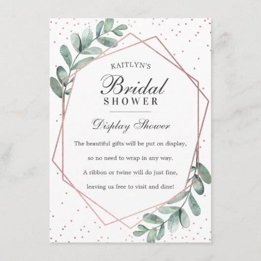 Eucalyptus Roos Gold Geometric Vrijgezellenfeest Informatiekaartje (Voorkant)