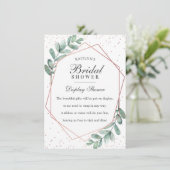 Eucalyptus Roos Gold Geometric Vrijgezellenfeest Informatiekaartje (Staand voorkant)