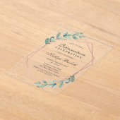 Eucalyptus Roos Gold Quinceañera 15e verjaardag Acryl Uitnodigingen (Laagn)