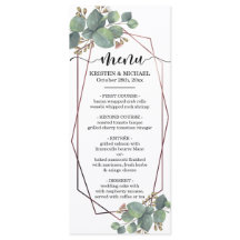 Eucalyptus roos goud geometrisch lijst trouwmenu