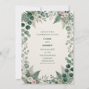 Eucalyptus Roos Groene Huwelijksuitnodiging Kaart