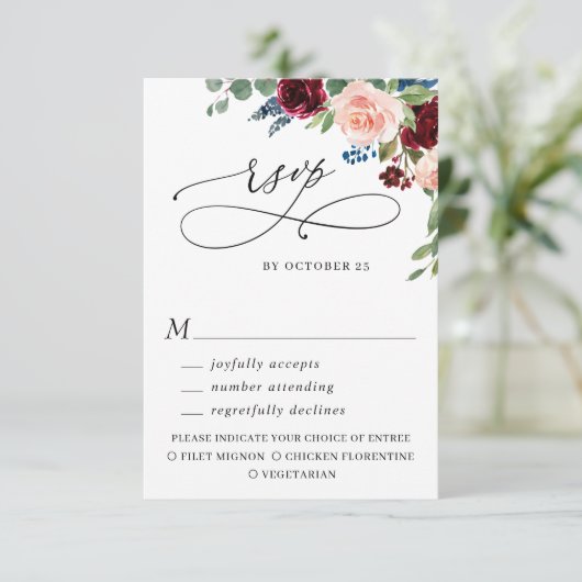 Eucalyptus Roos Weddenschap met Eucalyptus RSVP Kaartje (Staand voorkant)