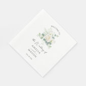 Eucalyptus Rose Floral White Paper Wedding Servet (Hoek)