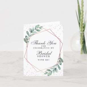 Eucalyptus Rose Goud Geometrische Bruiloft Borrel Bedankkaart
