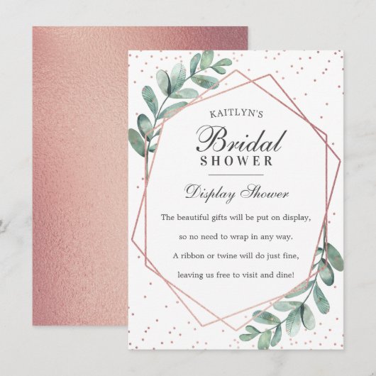 Eucalyptus Rose Goud Geometrische Bruiloft Feest Informatiekaartje (Voorkant / Achterkant)