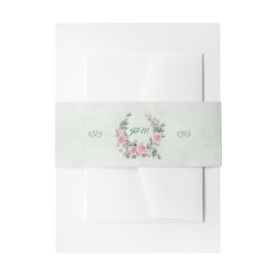 Eucalyptus & Rose Zwanen Huwelijksuitnodiging Buik Uitnodigingen Wikkel