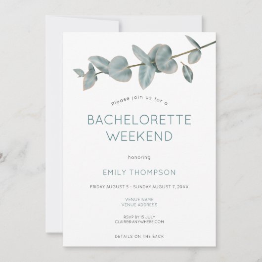 Eucalyptus Routebeschrijving Bachelorette Party We Kaart (Voorkant)