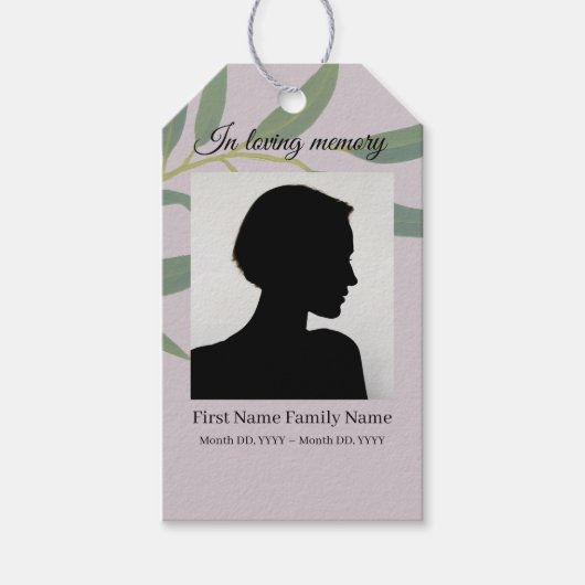 Eucalyptus rouw lint labels cadeaulabel (Voorkant)