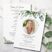 Eucalyptus rouwherdenking foto order of service programmakaart