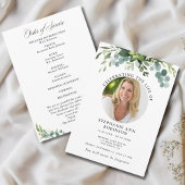 Eucalyptus rouwherdenking foto order of service programmakaart