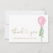 Eucalyptus roze ballon dank u kaart (Voorkant)