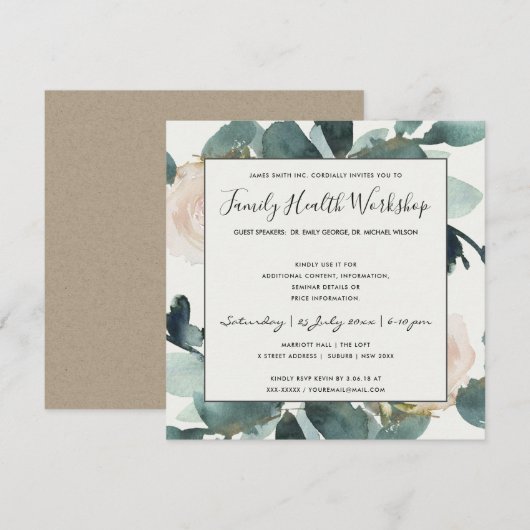 EUCALYPTUS ROZE BLAADJES WORKSHOP EVENEMENT KAART (Voorkant / Achterkant)