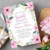 Eucalyptus Roze Bloemen Zoet Zestien 16 Verjaardag Kaart