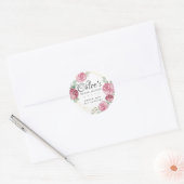 Eucalyptus Roze Bloemige Bruidsdiner Bedankt Ronde Sticker (Envelop)