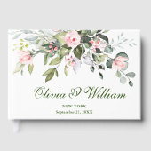 Eucalyptus Roze Blush Rozen Bruiloft Gastenboek (Voorkant)