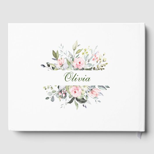 Eucalyptus Roze Blush Rozen Vrijgezellenfeest Gastenboek (Achterkant)