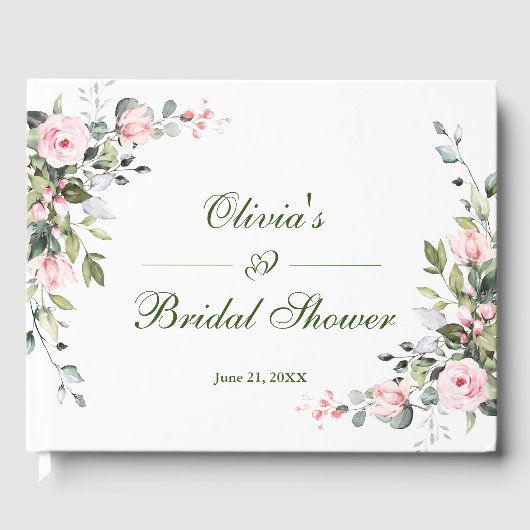 Eucalyptus Roze Blush Rozen Vrijgezellenfeest Gastenboek (Voorkant)