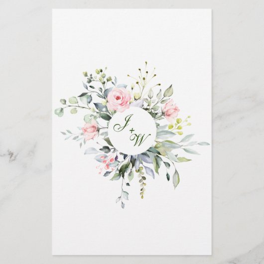 Eucalyptus Roze Blush Rozen Weddenrenmenu (Achterkant)