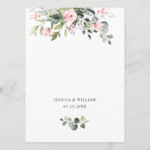 Eucalyptus Roze Blush Rozen Weddenrenmenu Menu (Achterkant)