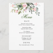Eucalyptus Roze Blush Rozen Weddenrenmenu Menu (Voorkant)