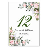 Eucalyptus Roze Blush Rozen Wedstrijknummer Kaart (Voorkant)