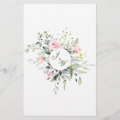 Eucalyptus Roze Blushrozen Trouwdiner Menu (Achterkant)