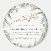 Eucalyptus & Roze Floral sparen de Magnet Datum (Voorkant)