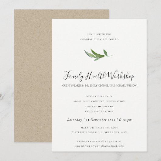 EUCALYPTUS ROZE GLOED KRAFT ZWART WORKSHOP EVENEME KAART (Voorkant / Achterkant)