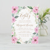 Eucalyptus Roze Goud Bloemen 80ste Tachtig Verjaar Kaart (Staand voorkant)