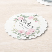 Eucalyptus Roze Roos Bruiloftsfeest Kartonnen Onderzetters (Gekanteld)