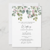Eucalyptus & Roze Rose Elegant Weddenschap Kaart (Voorkant)
