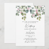 Eucalyptus & Roze Rose Elegant Weddenschap Kaart (Voorkant / Achterkant)