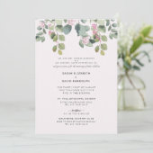 Eucalyptus & Roze Rose Two Venue Beide Ouders Kaart (Staand voorkant)