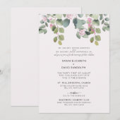 Eucalyptus & Roze Rose Two Venue Beide Ouders Kaart (Voorkant / Achterkant)