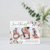 Eucalyptus roze Roses Weddenschap 3 Foto Hartelijk Briefkaart (Staand voorkant)